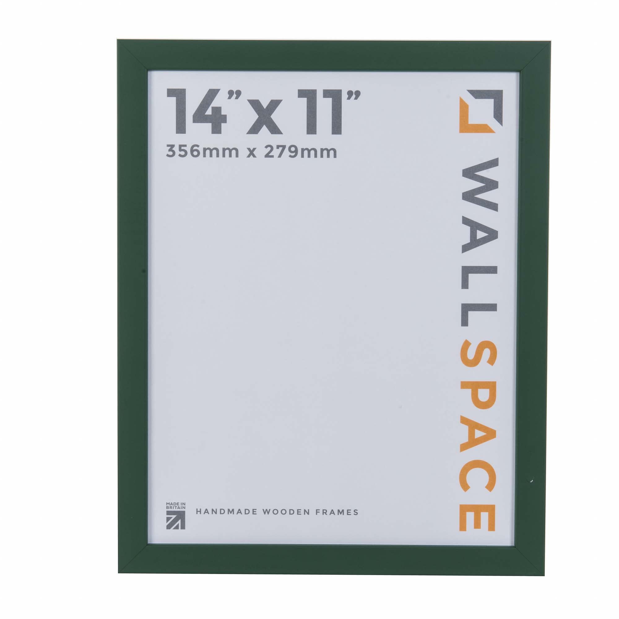 Wall Space 14x11 Green Picture Frame | Green 11x14 Photo Frame | 14 x 11 inch | 356x279mm | 35.6x27.9cm | Solid Wood Wooden with Real Glass | Handmade in UK — image 1