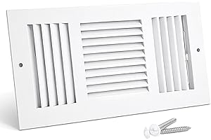 10 x 6 Inch (Duct Opening) White Air Vent Cover for Wall or Ceiling, Three-Way Ventilation Register, 12 Inch x 8 Inch (Overal