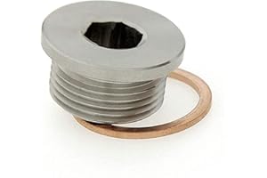 ADAPTORMOUNT M22 x 1.5 Stainless Steel 316 Slim Round Head Allen Key Slotted Plug with Copper Washer