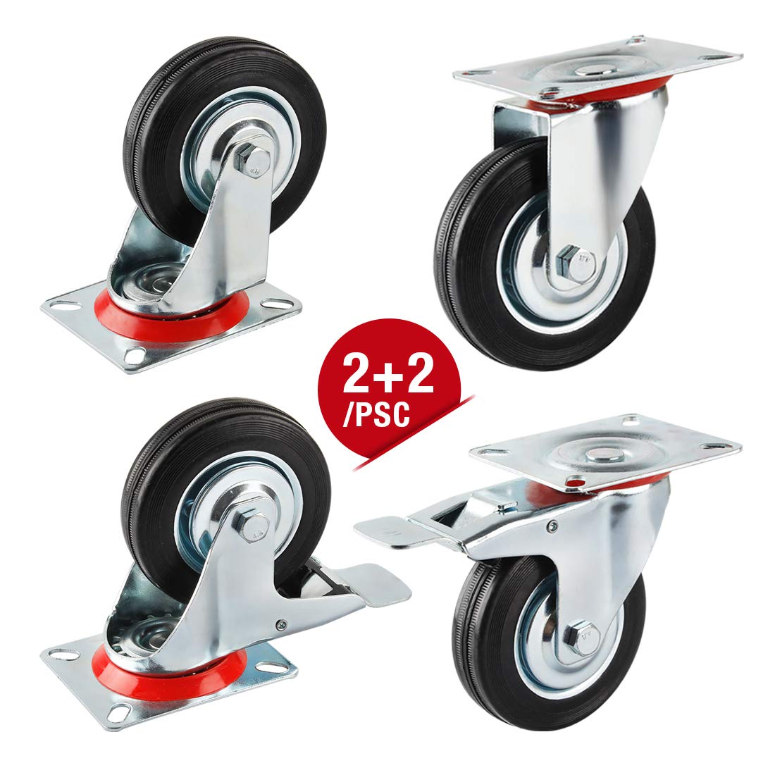 Buy Forever Speed 4 x 75mm Castors with Brake Heavy Duty Castors Swivel