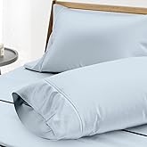 THREAD SPREAD 100% Egyptian Cotton Pillow Cases King - 1000 Thread Count Pillow Cases King Size Set of 2, Cooling & Breathable Extra Long Staple Sateen Weave Cotton Pillow Covers for Bed - Light Blue
