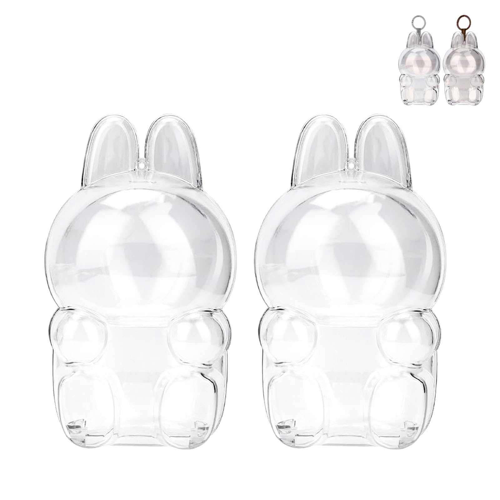 Photo 1 of 2PCS Clear Protective Case with Keychain for Blind Box Figure, Portable Display Case for Mini Collectible, Transparent Doll Storage Box for Fans and Collectors?Dustproof Doll Case (2, Sitting)