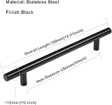 LONTAN 12 Pack Black Cabinet Handles 256mm Stainless Steel 12mm Diameter view 3
