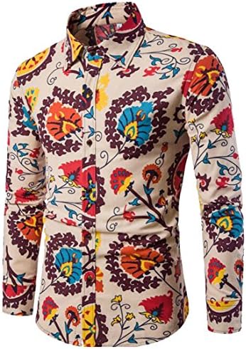 Xswsy XG Men's Stylish Long Sleeve Floral Print Button Down Lapel Shirt Blouse Tops 11 XXXL