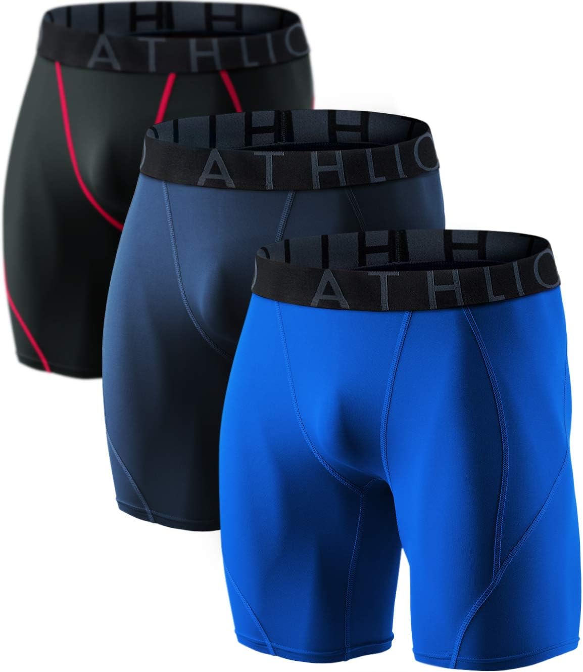 ATHLIO Men's (Pack of 1 or 3) Cool Dry Compression Active Sports Baselayer Shorts