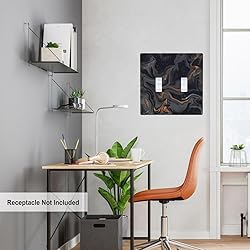 Pznen Black Marble 2-Gang Wall Plate Black Gold