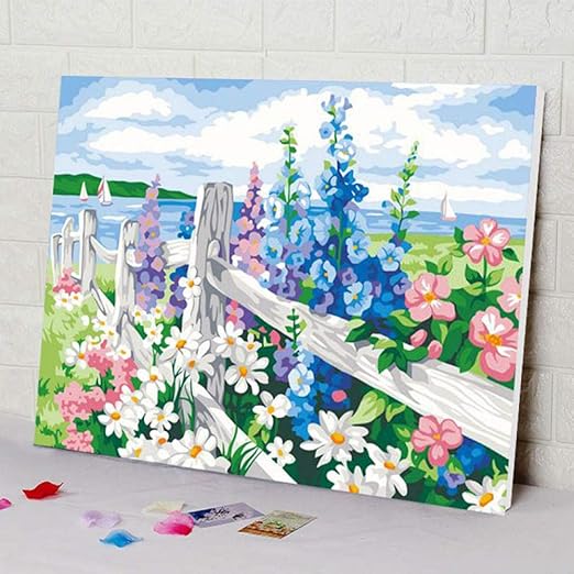 Wallpaper M Digital Oil Painting Diy Digital Oil Painting Frameless Bedroom Landscape Flower Coloring Flower Sea 40 50cm Frameless Amazon Co Uk Kitchen Home