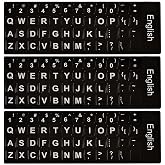 Replacement English Keyboard Letter Stickers, Universal English Keyboard Stickers with Black Background and White Lettering for PC Computer Laptop Desktop(3PCS,English)