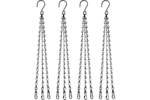 HHTHH 4pcs 18 inch Black Hanging Basket Chain with Hooks Flower Plant Pot Replacement Chain Hanger for Bird Feeders,Planters,Lanterns and Ornaments