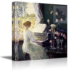 The Sonata by Childe Hassam - Canvas Print Wall Art Famous Painting Reproduction - 12" x 12"