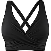 Firpearl Women's Underwire Full Coverage Bikini Top Only Criss Cross Swim Crop Top Push Up Bathing Suit