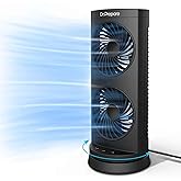 Dr. Prepare Tower Fan Oscillating Fan, Portable Desk Fan with 3-Speed Options, Dual Air Circulation, 110° Oscillation, 3 Time