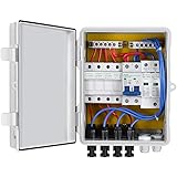 ECO-WORTHY 4 String PV Combiner Box with Lightning Arreste, 10A Rated Current Fuse and Circuit Breakers for On/Off Grid Solar