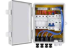 ECO-WORTHY 4 String PV Combiner Box with Lightning Arreste, 10A Rated Current Fuse and Circuit Breakers for On/Off Grid Solar Panel System