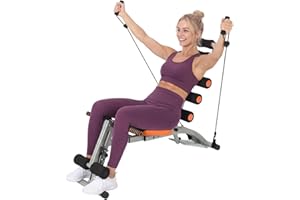 Multi-Functional Adjustable Ab Machine, Full Body Strength Training Sit Up Bench with Resistance Bands, Foldable Core Workout