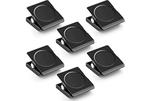 Grtard 6 Pack Magnetic Clips for Refrigerator, Black Magnet Clips for Fridge, 1.2Inch Refrigerator Magnets, Strong Magnetic Clip,Scratch Free Magnets with Clip for Refrigerator, Whiteboard, Locker