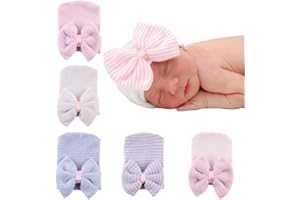 upeilxd Newborn Hospital Hat Infant Baby Hat Caps with Bow Soft Cute Nursery Beanie Hat