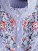 Floerns Women's Vertical Striped Ruffle Floral Embroidery Blouse Shirts Blue M