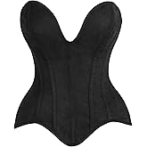 Daisy Corsets Womens Black Suede Plunge Steel Boned Corset Top & Plus Size Western Fashion Apparel