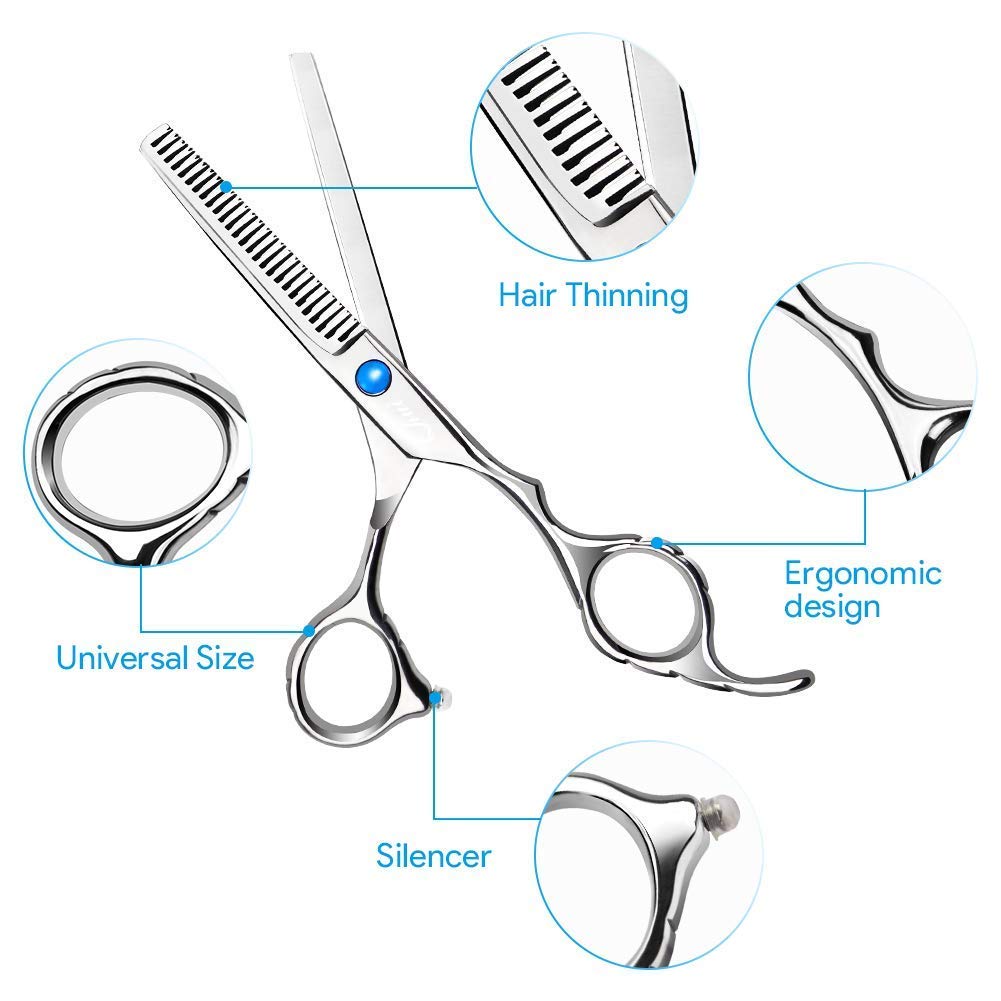 Hair Cutting Scissors Kit, Sharp Hair Scissors Made of Resist Corrosion and Rust Stainless Steel with Regular Hair Shear, Thinning Scissor, Comb, Black Leather Case for Home Use, Professional Barbers : Beauty