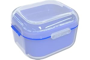 ARGOMAX denture case, denture cup for soaking dentures, thorough cleaning of dentures, retainer, clear braces (dark blue)
