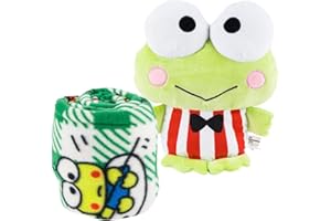 Northwest Hello Kitty Keroppi Travel Set - 2 Piece Kids Travel Set Includes Blanket 40" X 50" & Plush