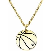 Sports Mom Necklace - Stainless Steel, Gold Silver Rose Gold - Soccer Basketball Baseball Volleyball Football, Sports Fan Jewelry for Women - For Game Day - Athletic & Team Spirit Jewelry for Fans, Players & Moms