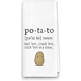 ETYZE Funny Kitchen Towels Hand Towel, Cute Potato Dish Towels Chef Gift, Housewarming Gift Waffle Towels, 24x16 Inch