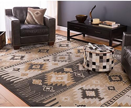 Meticulously Woven Black/Grey Southwestern Aztec Nomad Area Rug (5'3 x 7'6)