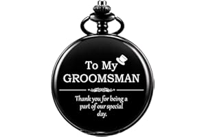 SIBOSUN Best Man Groomsman Pocket Watch for Wedding or Proposal - Engraved Best Men Groomsman Pocket Watches