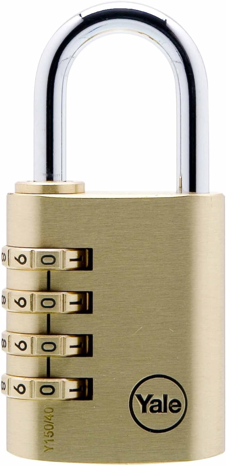 Yale Y150/40/130/1 Brass Combination Padlock, 40mm, pack of 1, suitable