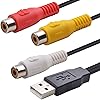 D46 Cavo adattatore USB a 3 RCA – USB 2.0 femmina a 3 RCA femmina Video Capture Card 30 cm – Compatibile con PC, AV, HDD e DVR