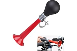 DACIRTY Bike Metal Air Horn, PVC Alloy Flood Sound Squeeze Ball Horn, Head/Mid Tube/Tail Modification Accessories, Suitable for Most Mountain Bikes Bicycles Beach Bikes (Red)