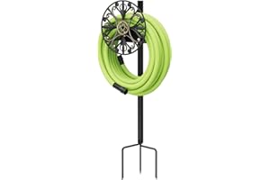 GOFORWILD Garden Hose Holder, Decorative Hose Butler Sturdy Water Hose Rack, Durable Wall Hose Hanger, Holds 125-Feet of 5/8-Inch Hose, Hose Reel, Made of Stainless Cast Aluminum, 7008 …