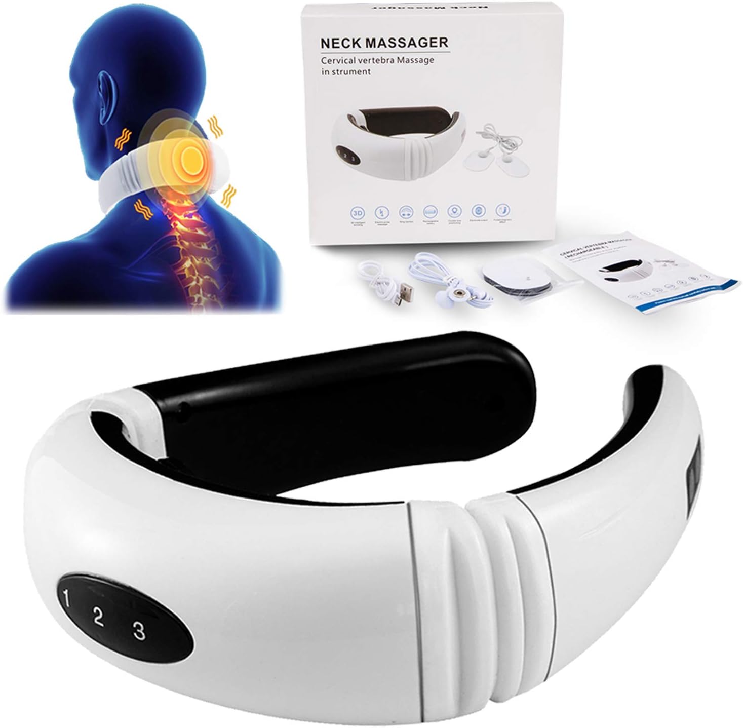 Neck Massager,Wireless Smart Massager,Portable 3D Neck Massage Equipment,Vibration + Impulse Function,Use at Office/House/Travel/Gym: Health & Personal Care