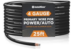 InstallGear 4 Gauge Wire (25ft) - 4 Gauge Amp Wire, Primary Automotive Wire, Car Amplifier Power and Ground Cable, Battery Ca