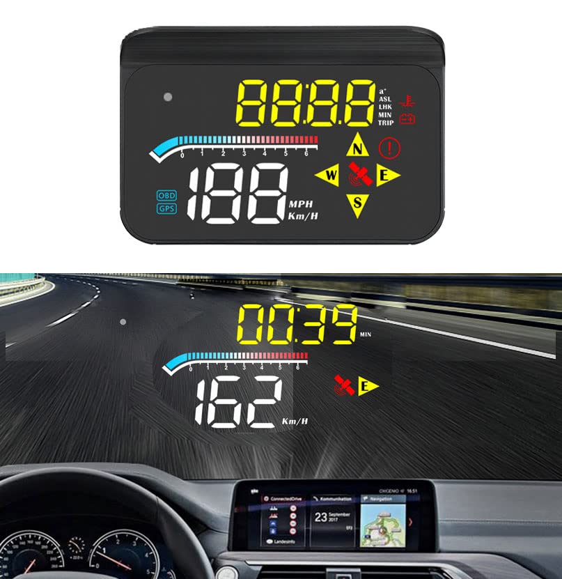 zalati HUD Display Head-Up Display Dual-mode GPS OBD Reflection Projection on Front Windshield with USB Connetcion for Cars