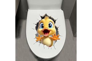 Leniutor 1pcs Animal Toilet Sticker, Self-Adhesive Waterproof Removable Duck Bathroom & Door Wall Sticker, Creative Funny Toilet Tank Sticker, Home Decor