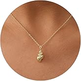 PRTGL Dainty Gold Necklace: 14k Gold Plated Dianty Boots Bow Sun Moon Horse Evil Eye Conch Seahorse Necklace for Women 16.5"+2"