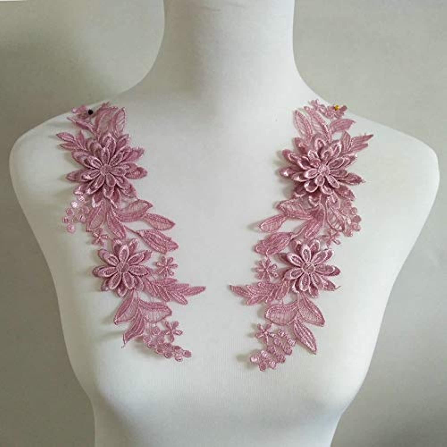 Photo 1 of 1 Pairs of Three-Dimensional Flowers Embroidered Water-Soluble Lace on Flower DIY Wedding Dress Headwear Accessories (Lavender)