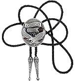 QQA Western Cowboy Bolo Tie for Men Vintage Eagle Shield Star Pattern Necklace Bolo Tie for Men Women