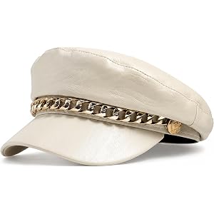 Newsboy Hats for Women PU Leather Flat Cap Classic Beret Cap