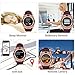 Padcod V8 Smart Watch Bluetooth with Camera, 1.22” Display OGS Touch Screen,Pedometer,sedentary Reminder,Sleep Monitor,Instant Notification Anti-Lost smartwatch (Brown+Rose Gold)