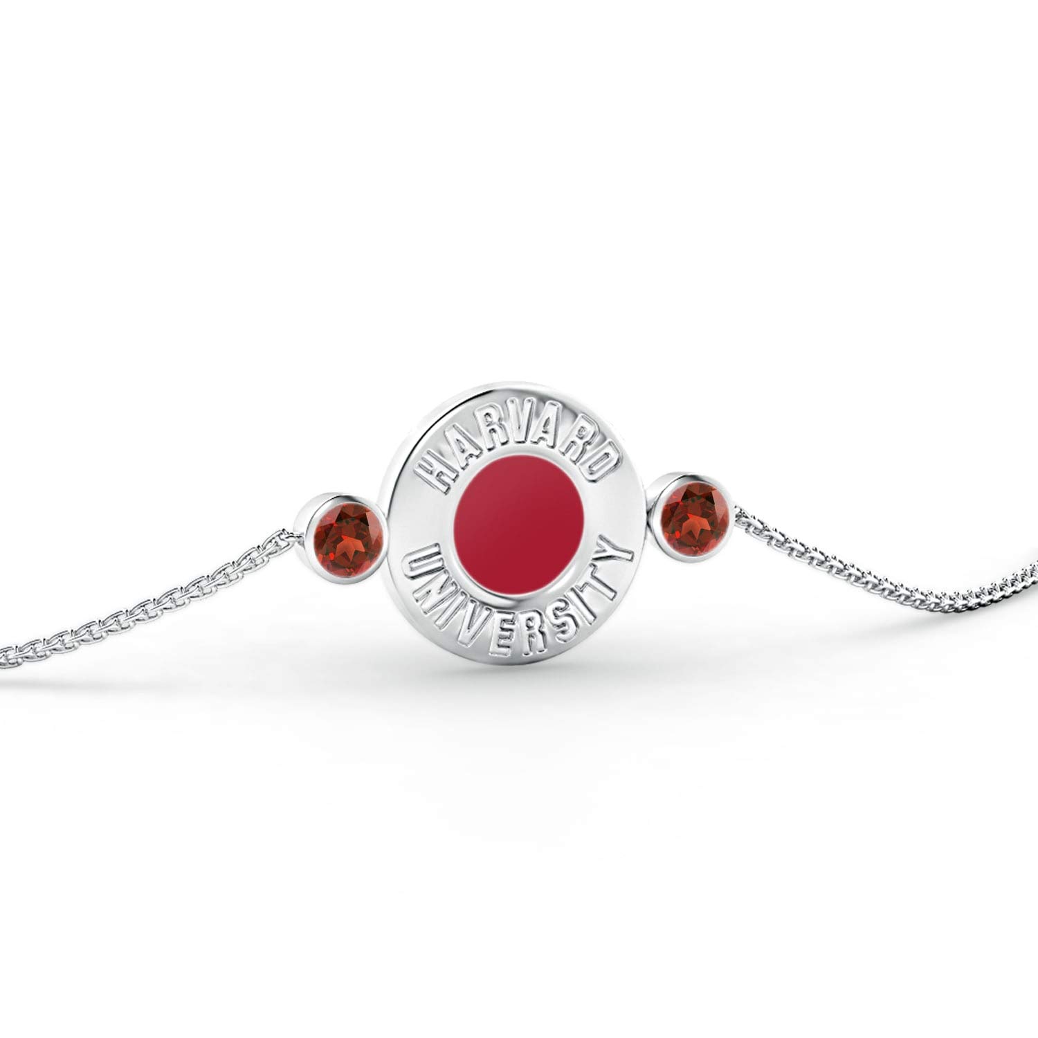 Officially Licensed by Harvard University - Harvard University Bolo Bracelet with Bezel-Set Garnets