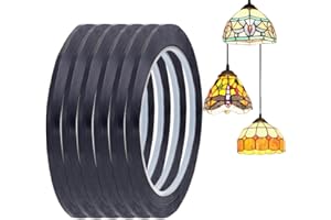 HOBBIESAY 1296 FT 6 Rolls PET Stained Glass Lead Lines Thin Stained Glass Leading Strips Black Leading Strip Self-Adhesive Lines for Faux Glass Painting Glass Window Art Crafts and Decoration