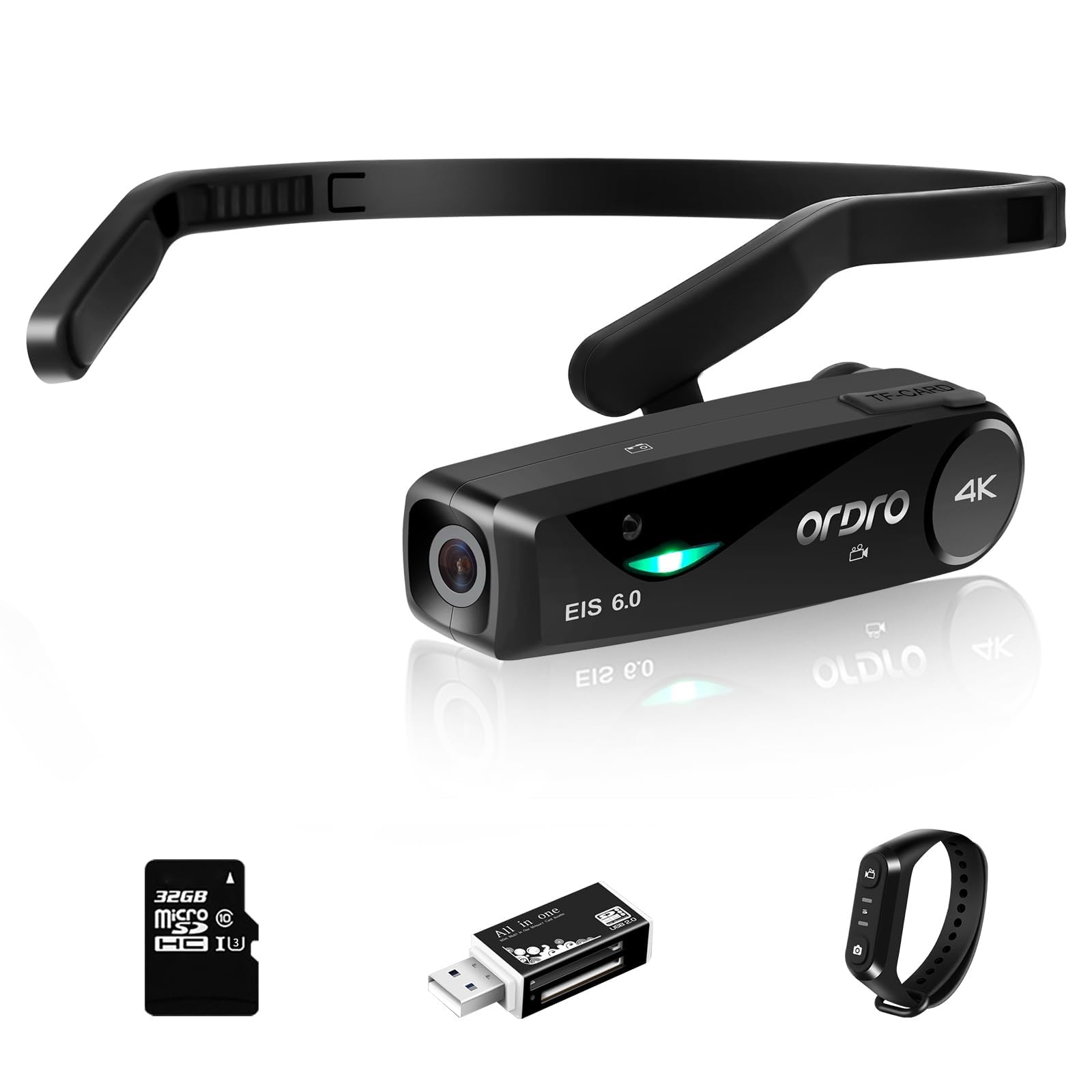 ORDRO EP6Plus Head Mounted Camera 4K Video Camcorder, Wearable FHD 1080P 60FPS Hands-Free Vlog Camera with WiFi APP Control