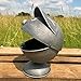 WHW Whole House Worlds Big Mouth Smokey Ashtray, Lidded Dome with Pedestal Base, Lift Up Visor, BBQ Grill Party Style, Gray Distressed Lacquered Iron, 6 Inches Tall