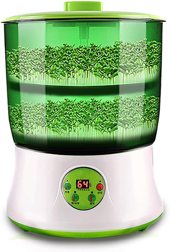 APPLL Plant Grower Trays, Digital Time Display Soilless Bean Sprout Grower Seedlings Germination Tray Sprouting Kit with Lid for Garden Home Use
