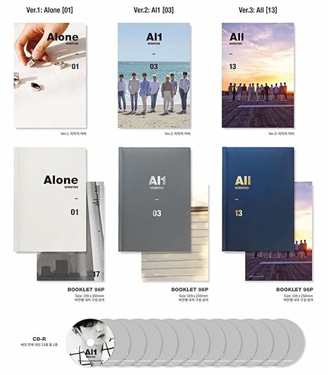 Seventeen Al1 Mini 4th Alone 01 Al1 03 All 13 Version Album Set Amazon Com Music