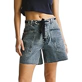 Mxiqqpltky Drawstring Jean Shorts Womens Casual High Waisted Straight Leg Baggy Denim Shorts Summer Loose Fit Short Jeans Y2K